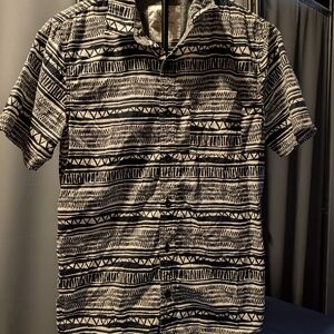Small On the Byas Black and White Geometric Men's Shirt